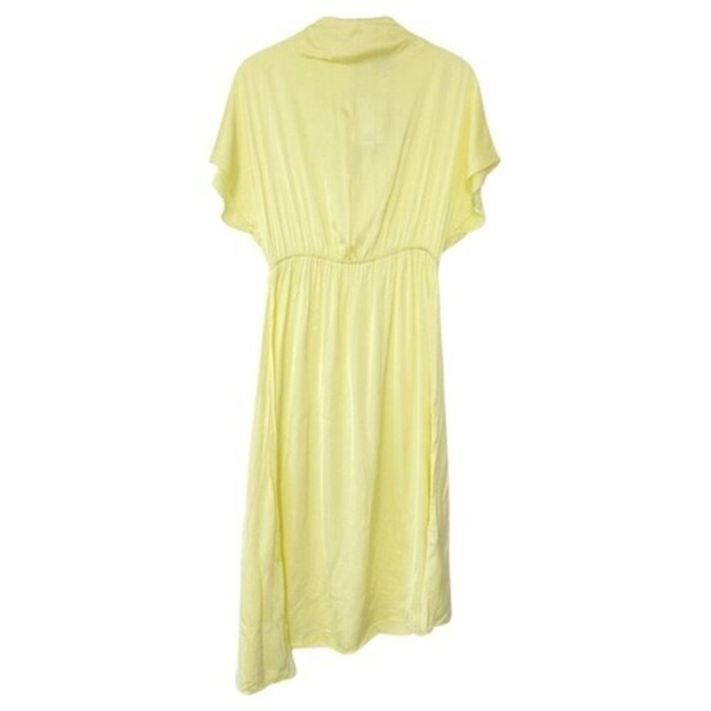 NWT & Other Stories Butter Yellow Asymmetric High Neck Satin Midi Dress Size 10 - Picture 2 of 10